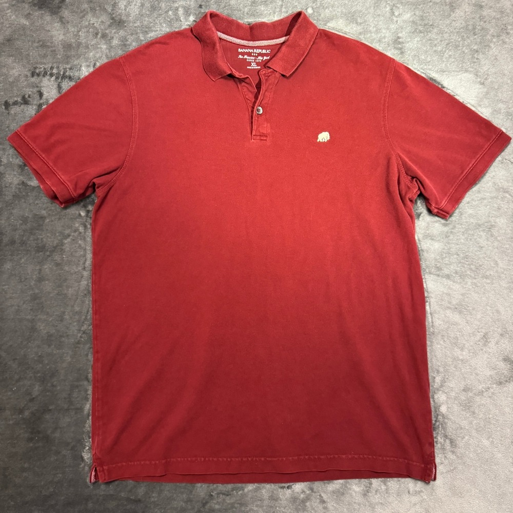 Banana Republic Mens XL Red Pique‎ Polo Shirt Elephant Logo Short Sleeve